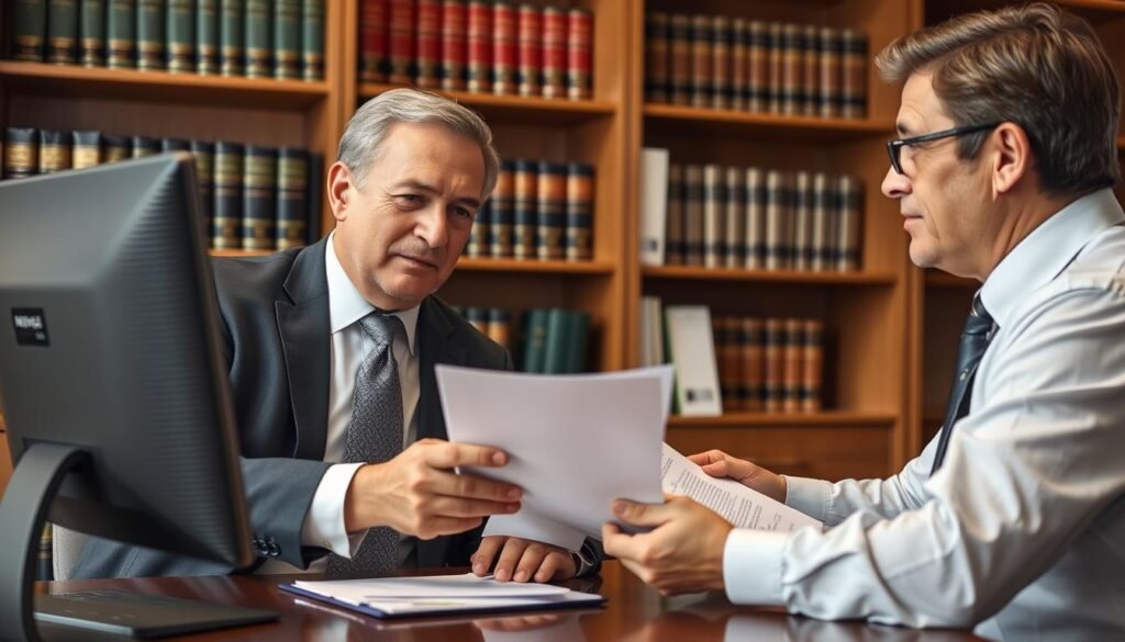 Attorney reviewing timeshare contract with client, showing legal aspects of how to cancel your timeshare