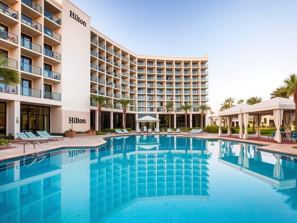 Hilton Grand Vacations resort with modern architecture and luxury amenities