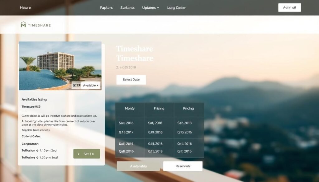 timeshare listing interface